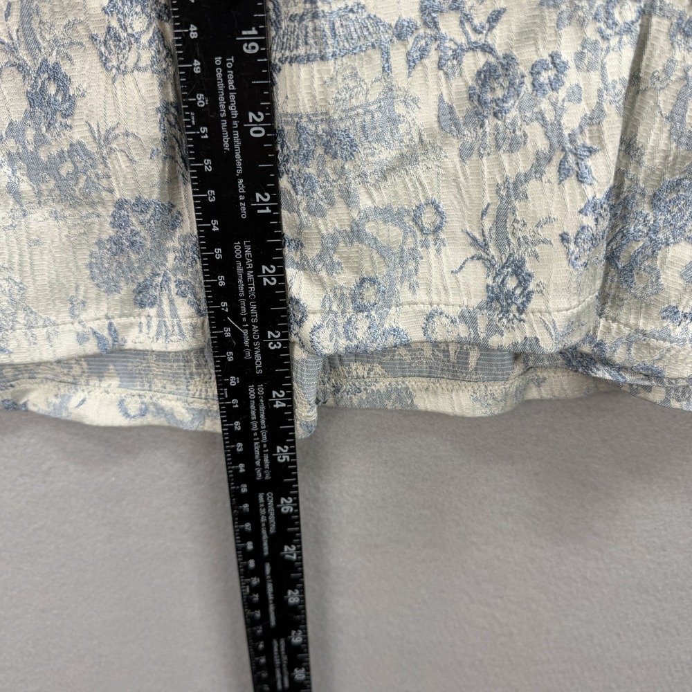 Idem Ditto Babydoll Dress Womens Small Beige Blue Floral Square Neck Back Zip - Picture 5 of 12